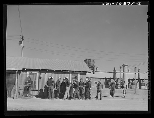 Untitled photo, possibly related to: Change of shifts at the Phillips gasoline plant