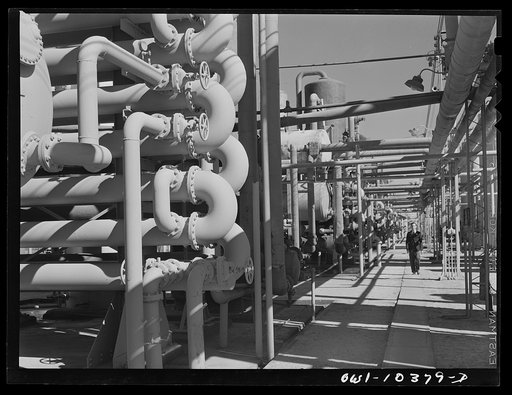 Distillation units and absorbers at a gasoline plant