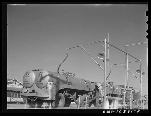 Untitled photo, possibly related to: Loading trucks with butane gas
