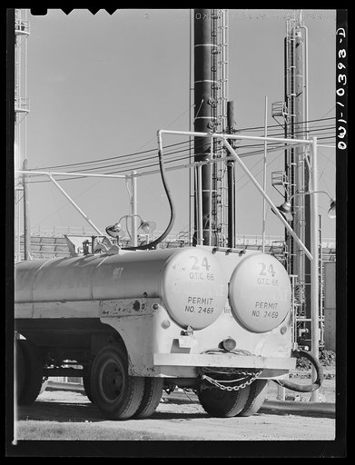 Untitled photo, possibly related to: Loading trucks with butane gas
