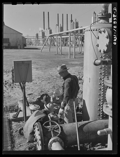Repairing a gas line at the Phillips gasoline plant