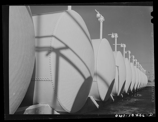 Feed tanks at a gasoline plant