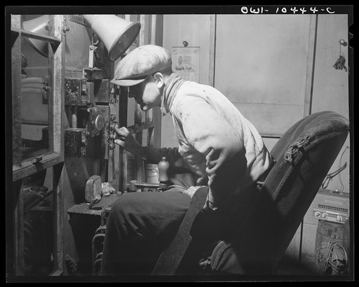 Pittsburgh, Pennsylvania (vicinity). Montour no. 4 mine of the Pittsburgh Coal Company. The tipple is the surface end of the transportation system of the mine. Here a dispatcher releases a loaded car into the rotary dump which will empty it into a waiting railroad car below