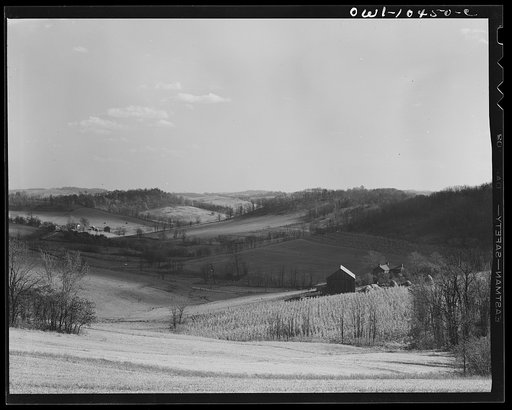 Pittsburgh, Pennsylvania (vicinity). Montour no. 4 mine of the Pittsburgh Coal Company. Above the coal seam, dairy and farm lands lay undisturbed. Only occasionally there will be "sinks" and large "pot holes" caused by the collapsing of "mined out" areas of the seam