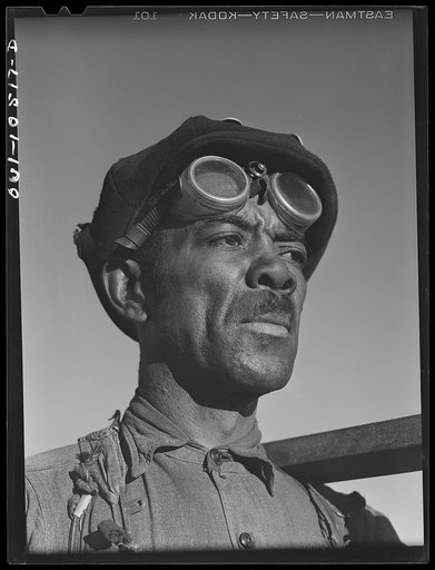 Chicago, Illinois. Frank Williams, working on the car repair tracks at an Illinois Central Railroad yard. Mr. Williams came to Chicago from Pocahontas, Mississippi. He has eight children, two of whom are in the United States Army