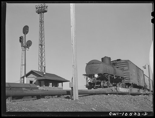 Chicago, Illinois. Cars going over the south hump at an Illinois Central Railroad yard