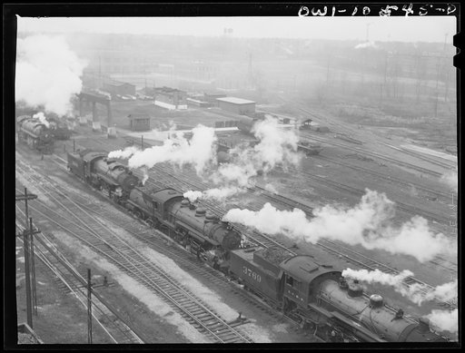 Untitled photo, possibly related to: Chicago, Illinois. General view of the north classification yard at an Illinois Central Railroad yard