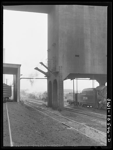 Untitled photo, possibly related to: Chicago, Illinois. The turntable at the roundhouse at an Illinois Central Railroad yard