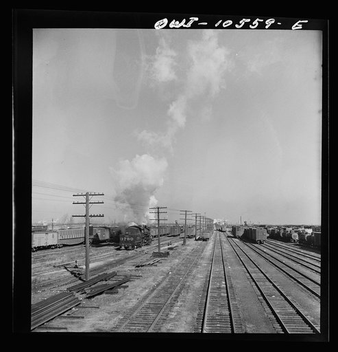 Untitled photo, possibly related to: Chicago, Illinois. General view of the north classification yard at an Illinois Central Railroad yard
