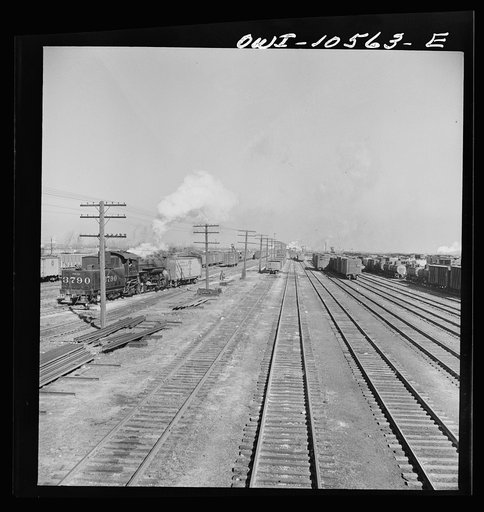 Untitled photo, possibly related to: Chicago, Illinois. General view of the north classification yard at an Illinois Central Railroad yard