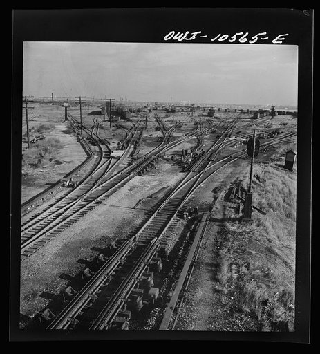 Untitled photo, possibly related to: Chicago, Illinois. General view of the north classification yard at an Illinois Central Railroad yard