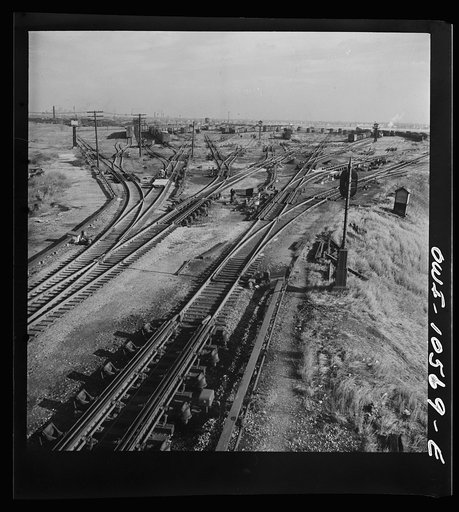 Chicago, Illinois. General view of the north classification yard at an Illinois Central Railroad yard