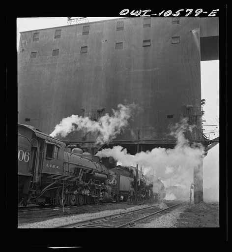 Untitled photo, possibly related to: Chicago, Illinois. The turntable at the roundhouse at an Illinois Central Railroad yard