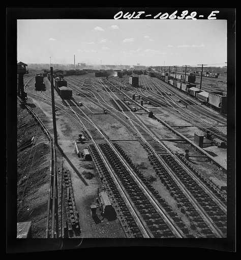 Chicago, Illinois. General view of south classification yard at an Illinois Central Railroad yard showing retarders in the foreground