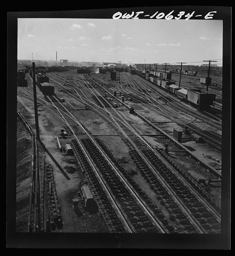Untitled photo, possibly related to: Chicago, Illinois. General view of south classification yard at an Illinois Central Railraod yard showing retarders in the foreground