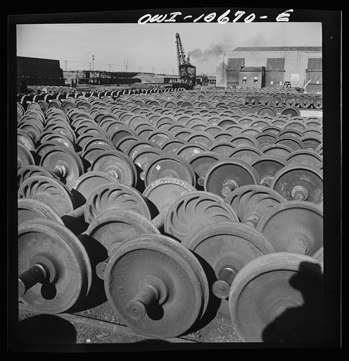 Chicago, Illinois. Outside the locomotive shop at an Illinois Central Railroad yard