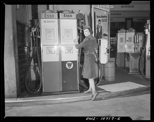 New York, New York. Girl at the pump