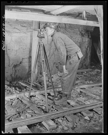 Pittsburgh, Pennsylvania (vicinity). Montour no. 4 mine of the Pittsburgh Coal Company. Each day's work is surveyed and plotted on a chart by the mine engineers