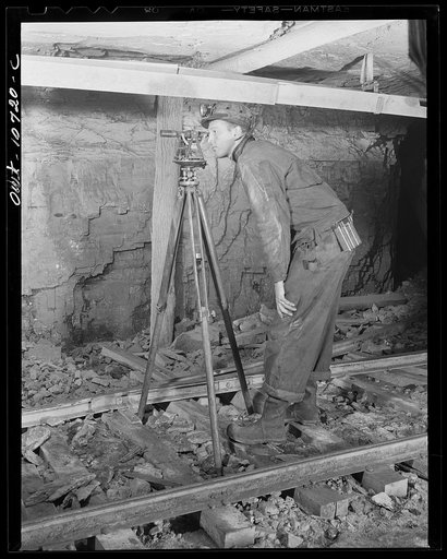Untitled photo, possibly related to: Pittsburgh, Pennsylvania (vicinity). Montour no. 4 mine of the Pittsburgh Coal Company. Each day's work is surveyed and plotted on a chart by the mine engineers