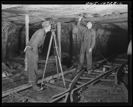 Pittsburgh, Pennsylvania (vicinity). Montour no. 4 mine of the Pittsburgh Coal Company. Each day's work is surveyed and plotted on a chart by the mine engineers