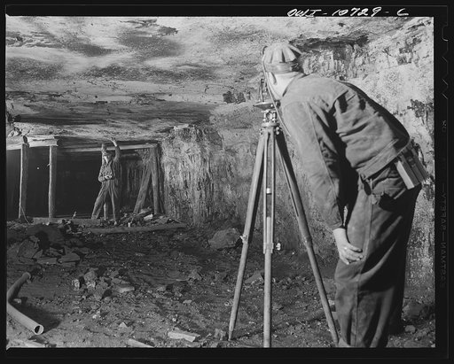 Pittsburgh, Pennsylvania (vicinity). Montour no. 4 mine of the Pittsburgh Coal Company. Each day's work is surveyed and plotted on a chart by the mine engineers