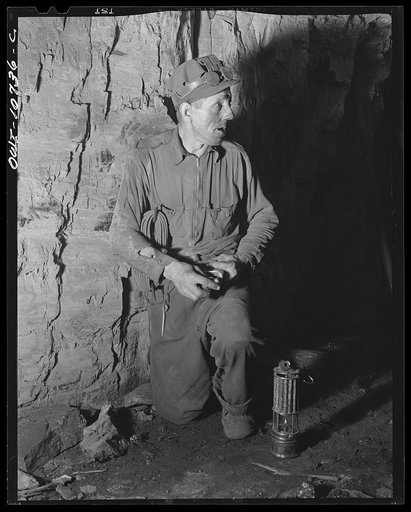 Pittsburgh, Pennsylvania (vicinity). Montour no. 4 mine of the Pittsburgh Coal Company. Setting off a powder blast with the warning order "fire"