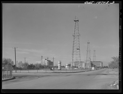 Untitled photo, possibly related to: Oklahoma City, Oklahoma. Oil field