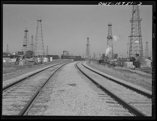 Oklahoma City, Oklahoma. Oil wells and railroad yards