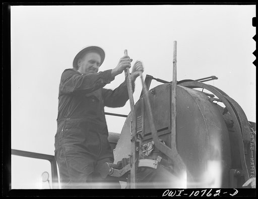 Untitled photo, possibly related to: Oklahoma City, Oklahoma. Members of the oil well maintenance crew