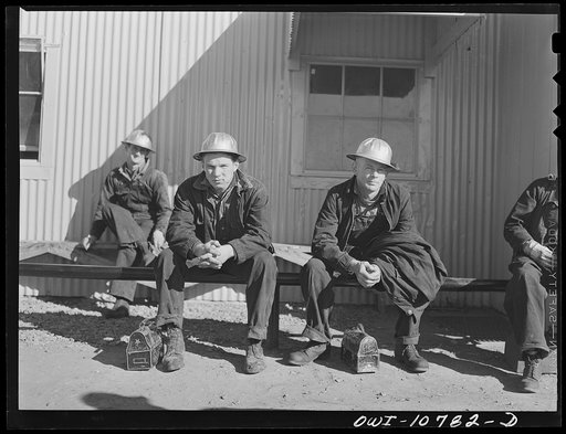 Untitled photo, possibly related to: Oklahoma City, Oklahoma. Members of the oil well maintenance crew