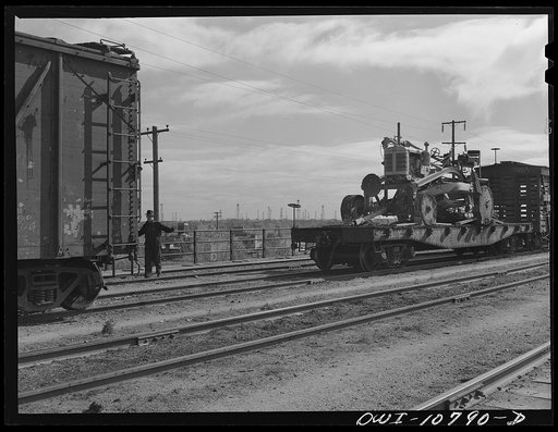 Oklahoma City, Oklahoma. Making up a freight train in the railroad yards