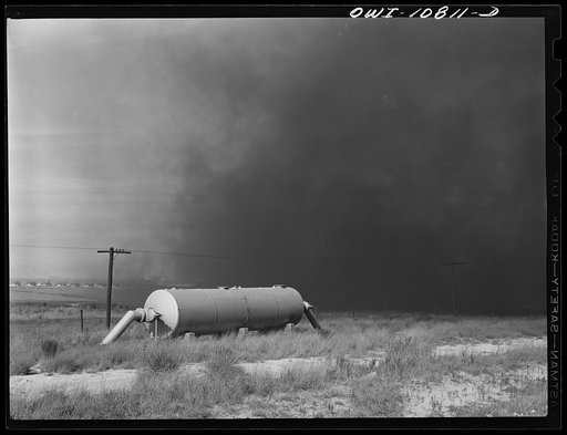 Moore County, Texas. Separator through which natural gas from Texas panhandle fields enters carbon black plant