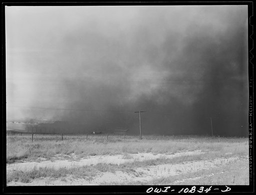 Untitled photo, possibly related to: Moore County, Texas. Dust from carbon black plant