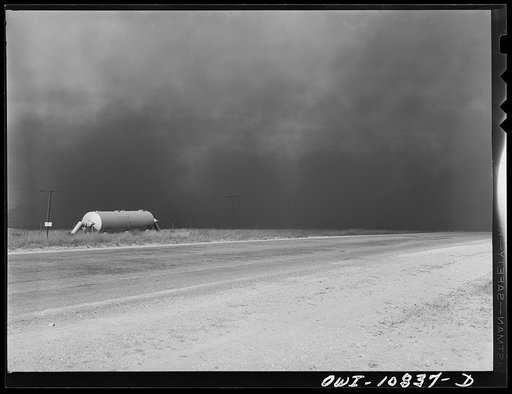Untitled photo, possibly related to: Moore County, Texas. Dust from carbon black plant