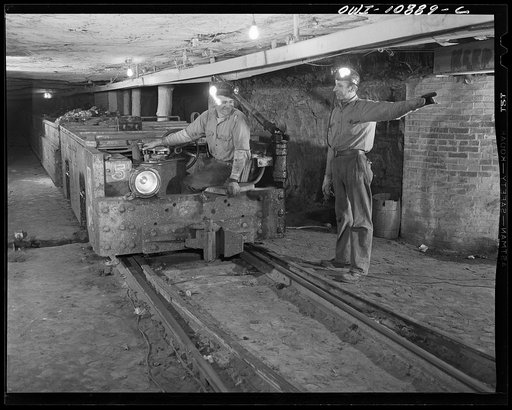 Untitled photo, possibly related to: Pittsburgh, Pennsylvania (vicinity). Montour no. 4 mine of the Pittsburgh Coal Company. Dispatcher giving orders to a driver who is going on a mine trip