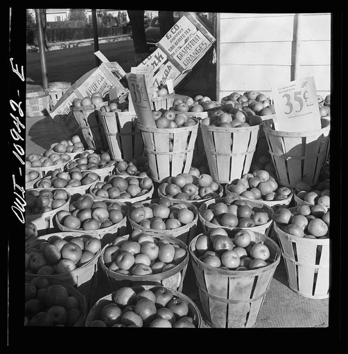 Lititz, Pennsylvania. Lancaster County apples for sale outside grocery store