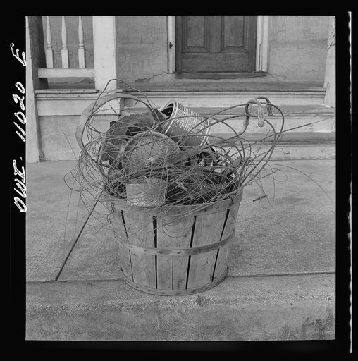 Lititz, Pennsylvania. Scrap collection drive. Each household placed its contribution on the sidewalk. It was picked up by local trucks whose owners had volunteered their services for civilian defense