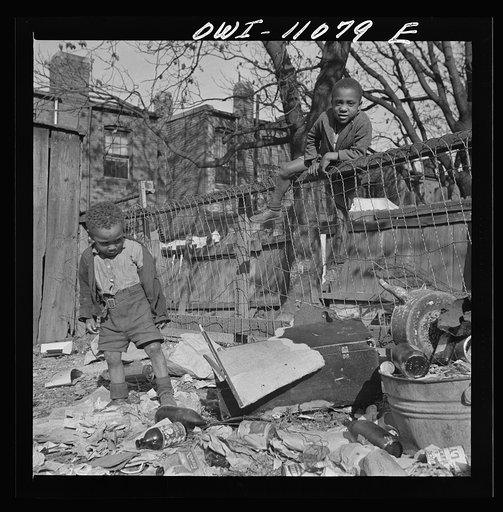 Washington (southwest section), D.C. Two boys playing in their backyard