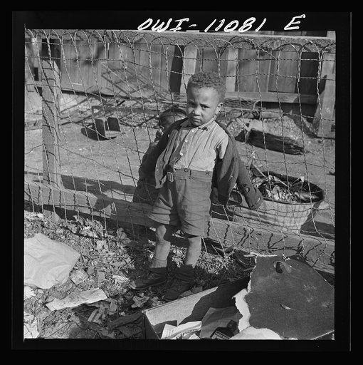 Washington (southwest section), D.C. Boy playing in the backyard of his home