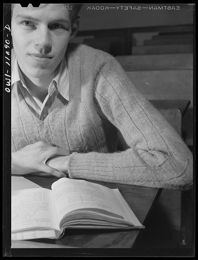 Untitled photo, possibly related to: Lititz, Pennsylvania. High school boys, aged sixteen and seventeen, nearing graduation and the Army, are emphasizing their mathematics, to prepare themselves for more interesting work in the war