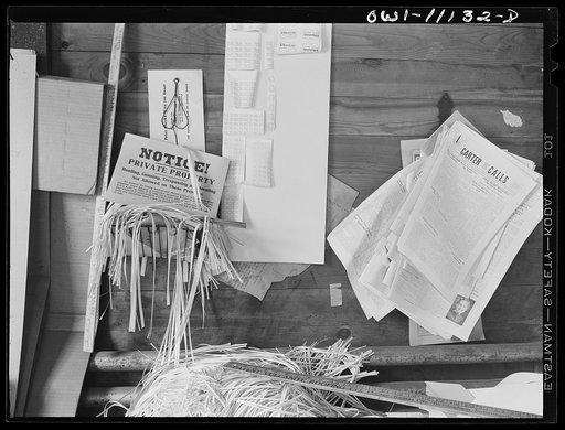 Lititz, Pennsylvania. Underwear labels, hunting signs, high school and Womens' Christian Temperance Union newspapers are a few of the printing jobs done in the office of the Record-express to keep the paper solvent since national advertising has practically disappeared since the war started