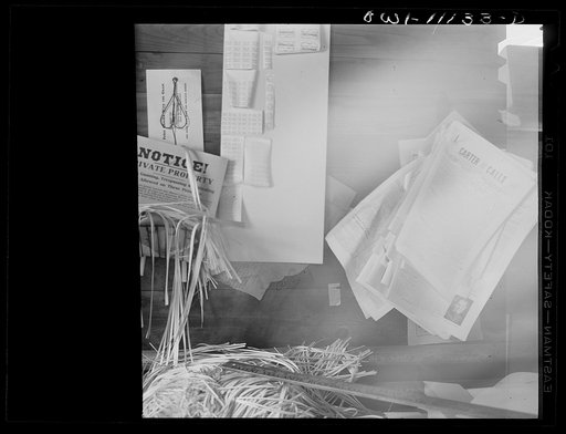 Untitled photo, possibly related to: Lititz, Pennsylvania. Underwear labels, hunting signs, high school and Womens' Christian Temperance Union newspapers are a few of the printing jobs done in the office of the Record-express to keep the paper solvent since national advertising has practically disap