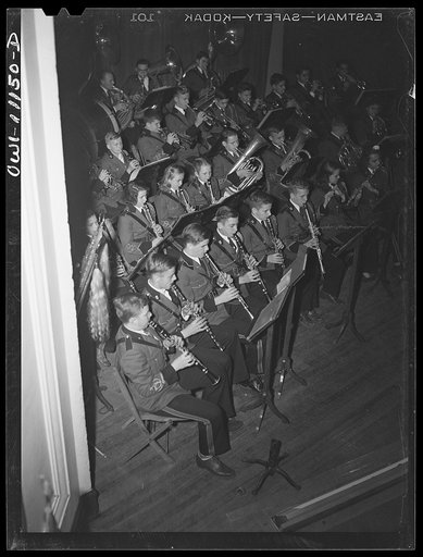 Lititz, Pennsylvania. High School band playing patriotic numbers at the Armistice Day meeting, held in the high school auditorium