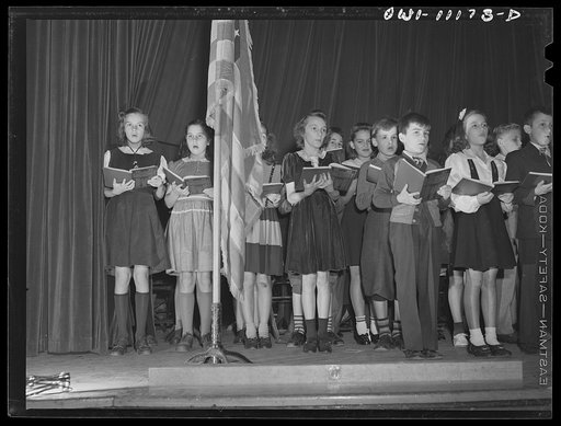 Untitled photo, possibly related to: Lititz, Pennsylvania. School children singing at the Armistice Day rally