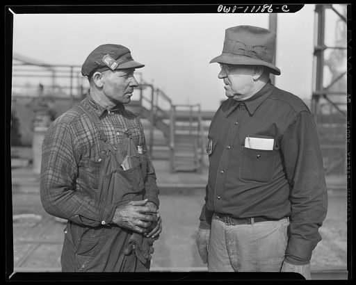 Hanna furnaces of the Great Lakes Steel Corporation. Detroit, Michigan. Foreman and a worker who supervise the coke ovens