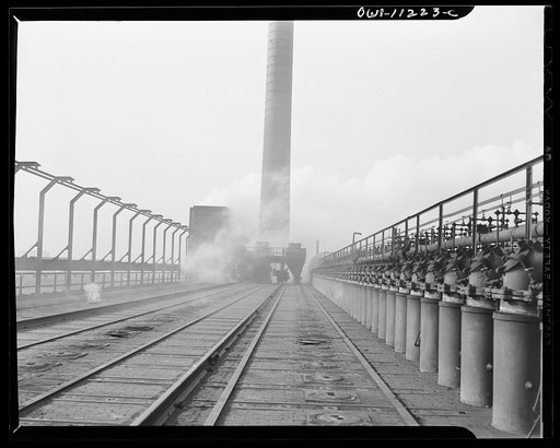 Hanna furnaces of the Great Lakes Steel Corporation. On top of the ovens