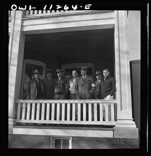 Lititz, Pennsylvania. Emergency policemen outside their headquarters during an air raid drill