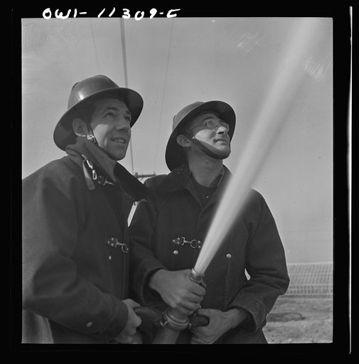 Lititz, Pennsylvania. Volunteer firemen practicing during an air raid drill