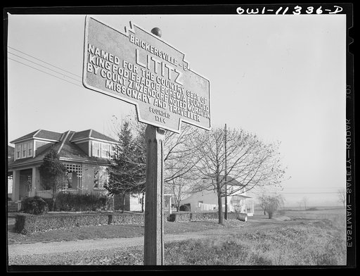Signs on the road from Lancaster leading into Lititz, Pennsylvania