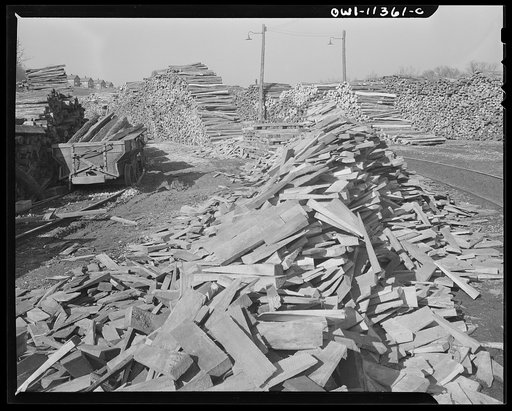 Pittsburgh, Pennsylvania (vicinity). Montour no. 4 mine of the Pittsburgh Coal Company. Stockpile of mine timbers
